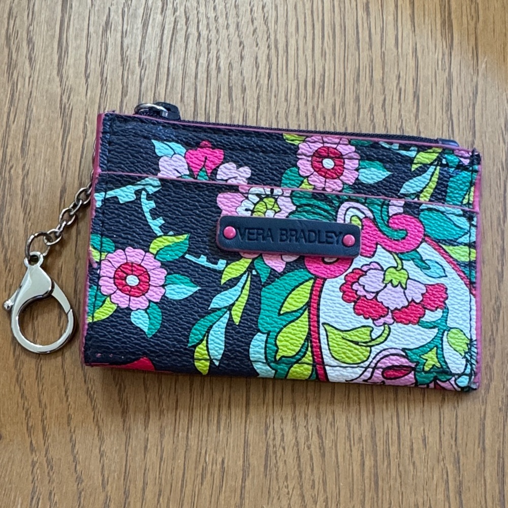 Vera Bradley Black Floral Keychain Pouch